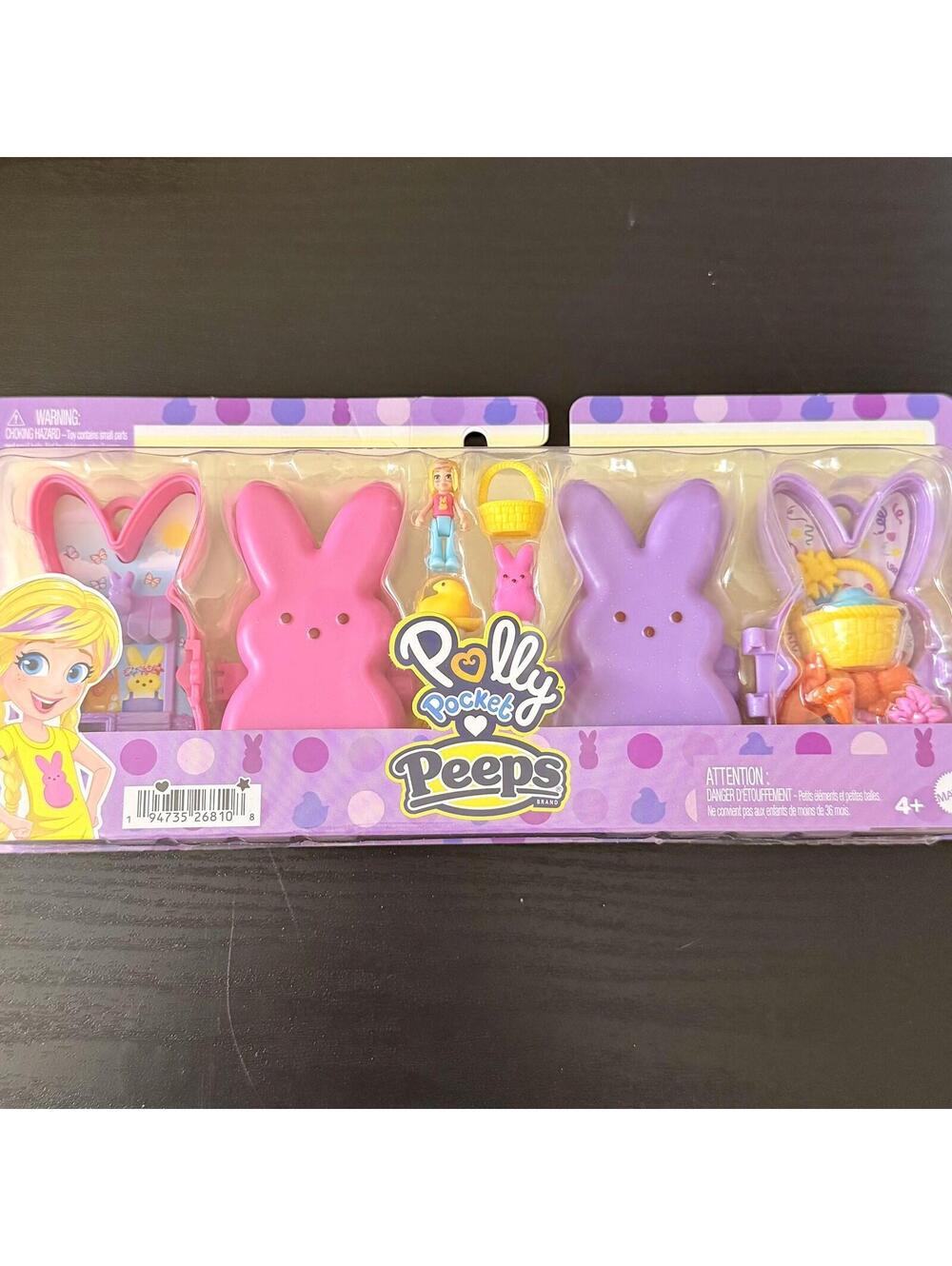 Mattel Polly Pocket Easter Peeps 2 Bunny Compacts Set NEW